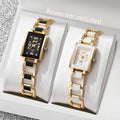 Montre femme rectangulaire Strass, cadran chiffres arabes, quartz – Lot de 1 ou 2 pièces – Sans boîte