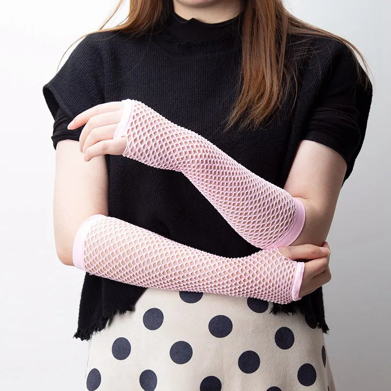 Gants résille longs sans doigts style Gothique 8 coloris