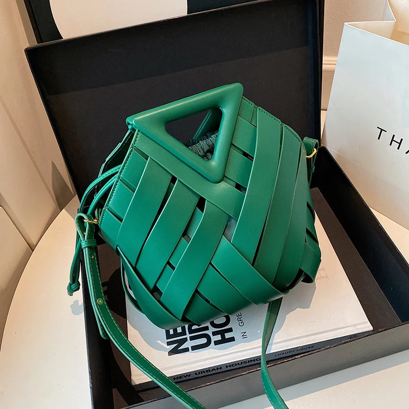 Pochette tissée en PU – Sac tressé minimaliste – Plusieurs coloris