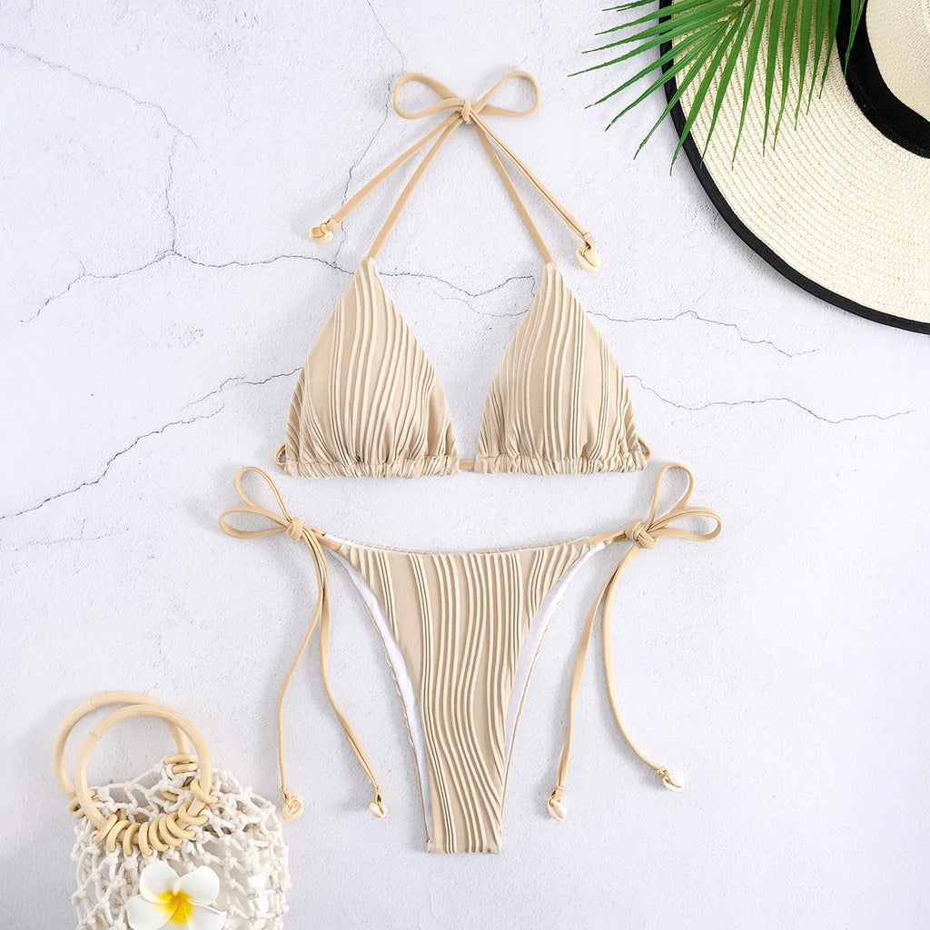 Bikini  2 Pièces – Dos Nu  Taille Haute -Plusieurs coloris