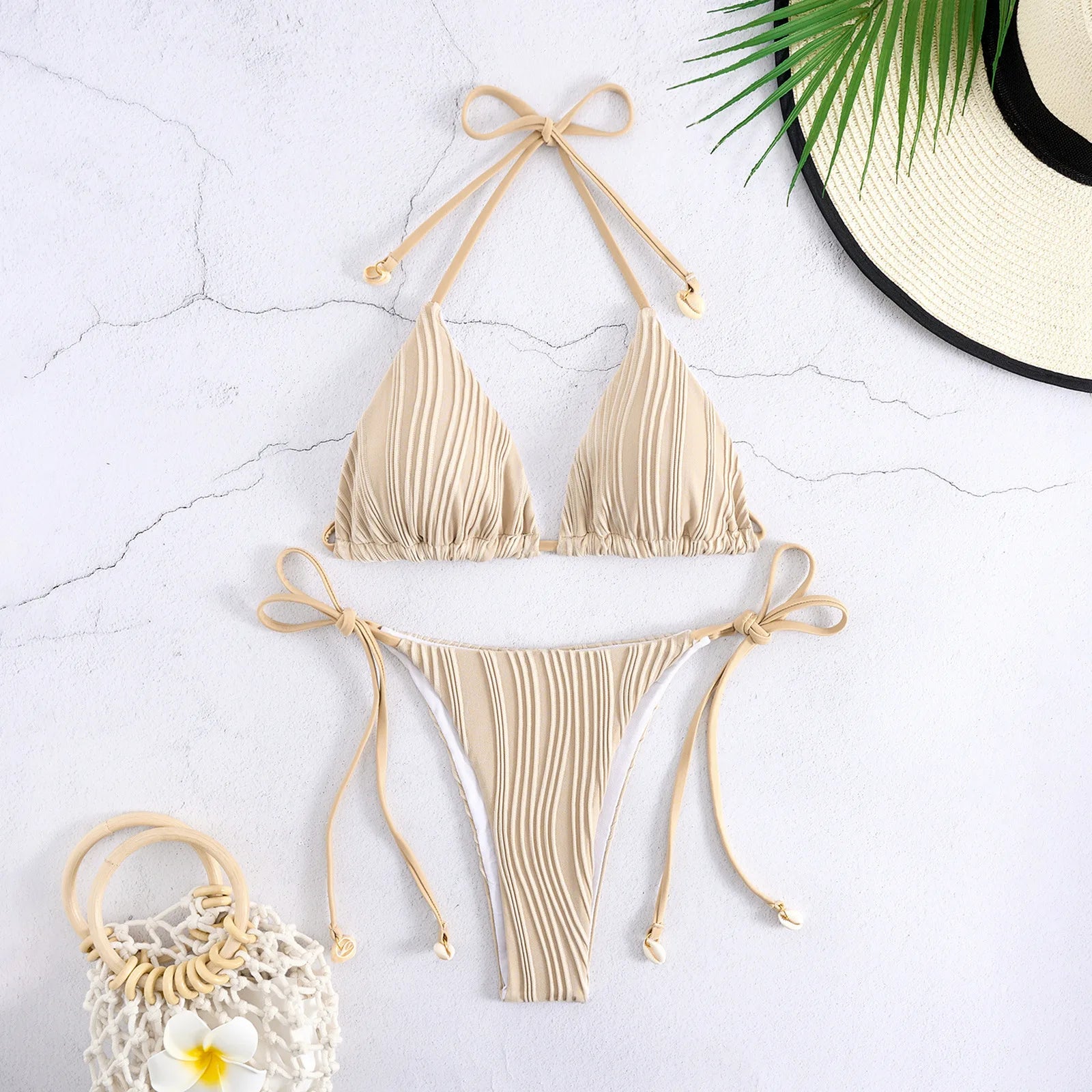 Bikini  2 Pièces – Dos Nu  Taille Haute -Plusieurs coloris