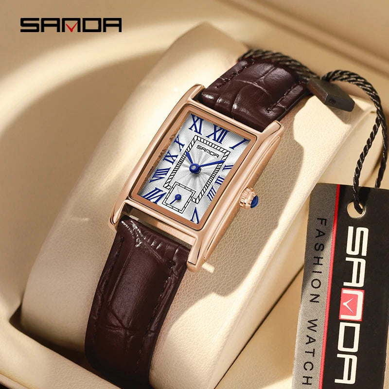 Montre Sanda femme Rectangle, quartz, étanche