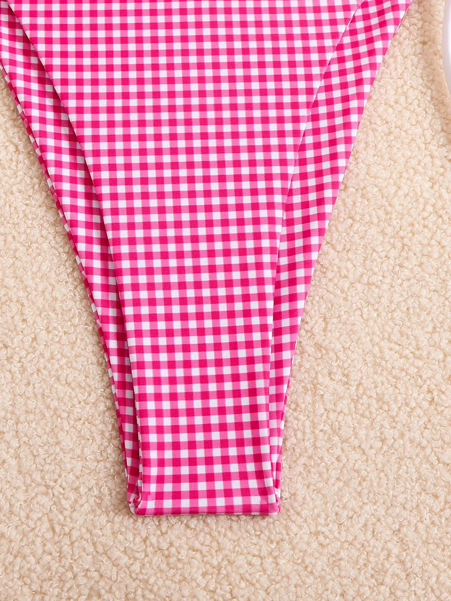 Bikini 2 Pièces – Halter & String Motif Petits Carreaux -Plusieurs coloris