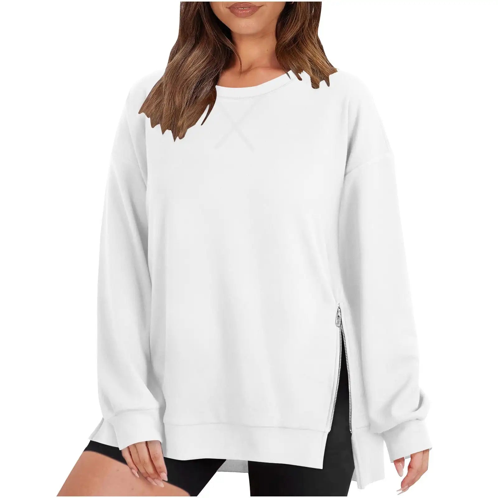 Sweat-Shirt Femme – Col Rond & Épaule Tombante, Style Printemps