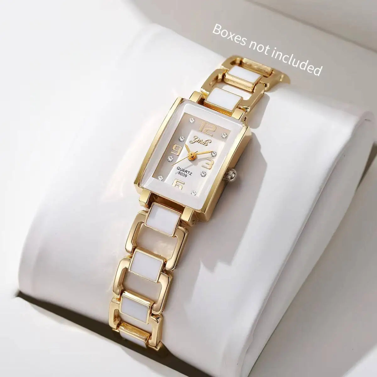 Montre femme rectangulaire Strass, cadran chiffres arabes, quartz – Lot de 1 ou 2 pièces – Sans boîte