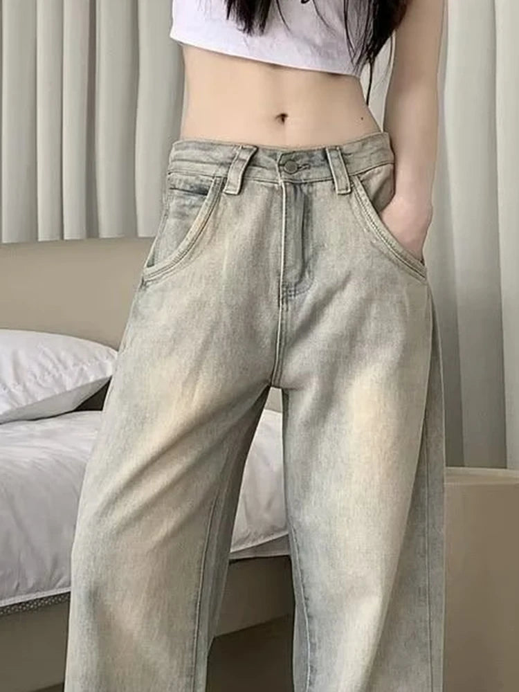 Jean Vintage Américain Femme – Coupe Droite Loose Décoloré