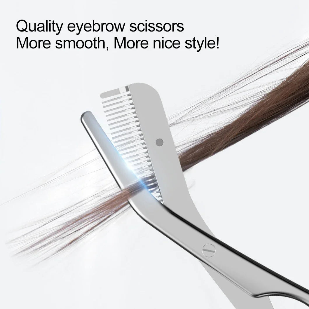 Kit Ciseaux à Sourcils en Acier Inoxydable avec Peigne – Plusieurs Coloris