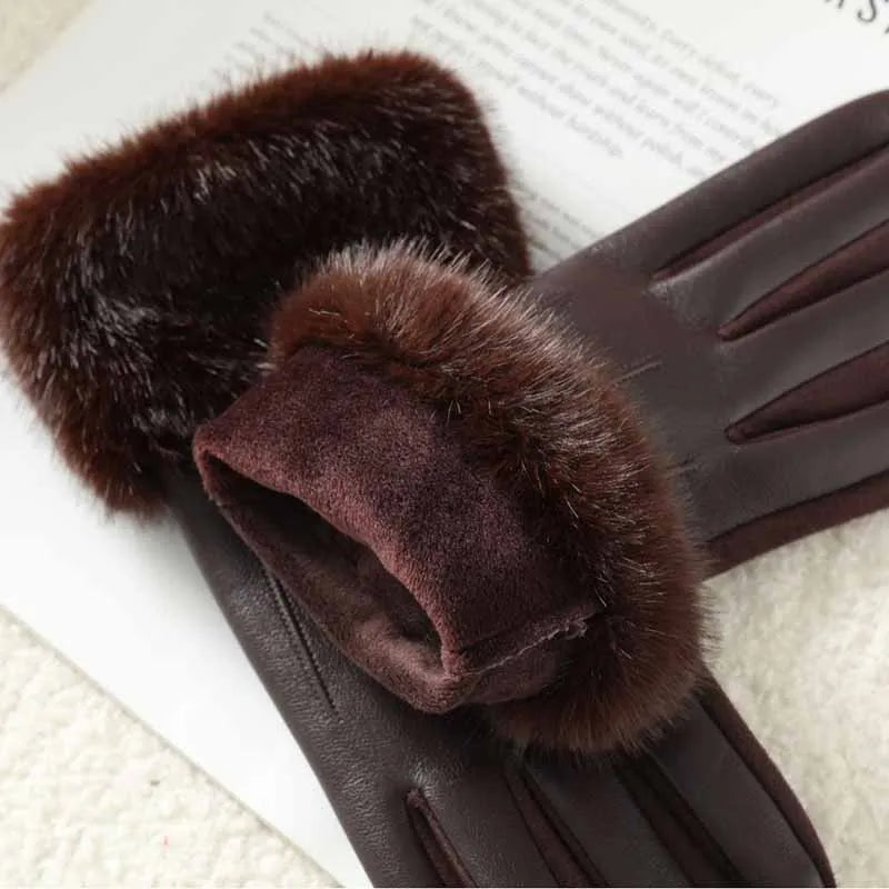 Gants Femme Hiver – Cuir PU & Bordure Fausse Fourrure Élégants - 6 coloris