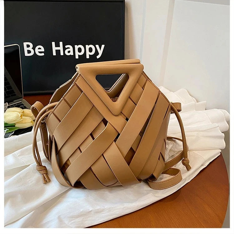 Pochette tissée en PU – Sac tressé minimaliste – Plusieurs coloris