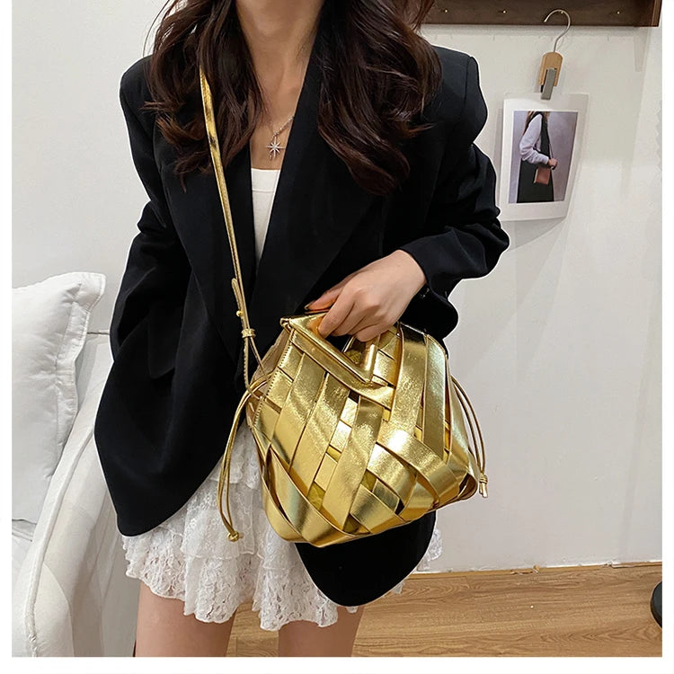 Pochette tissée en PU – Sac tressé minimaliste – Plusieurs coloris