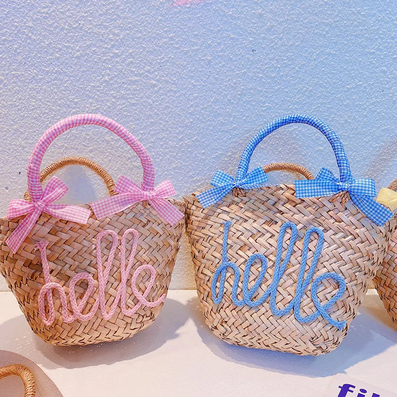 Petit sac en paille tressé  – plage & été, 5 coloris