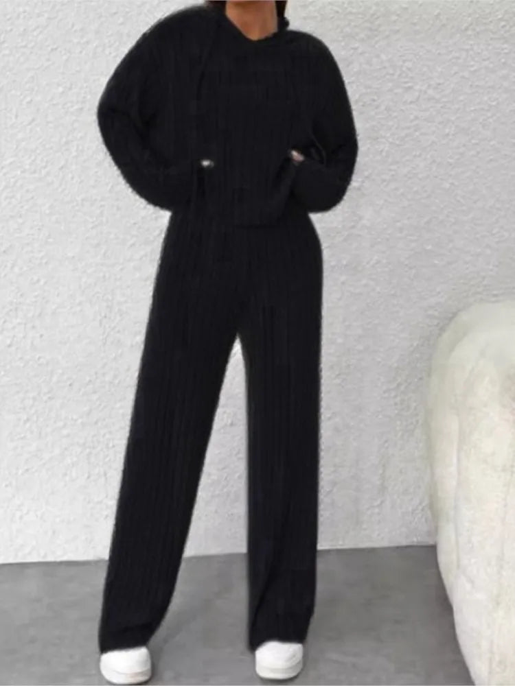 Ensemble 2 pièces sweat à capuche & pantalon taille haute – Plusieurs coloris
