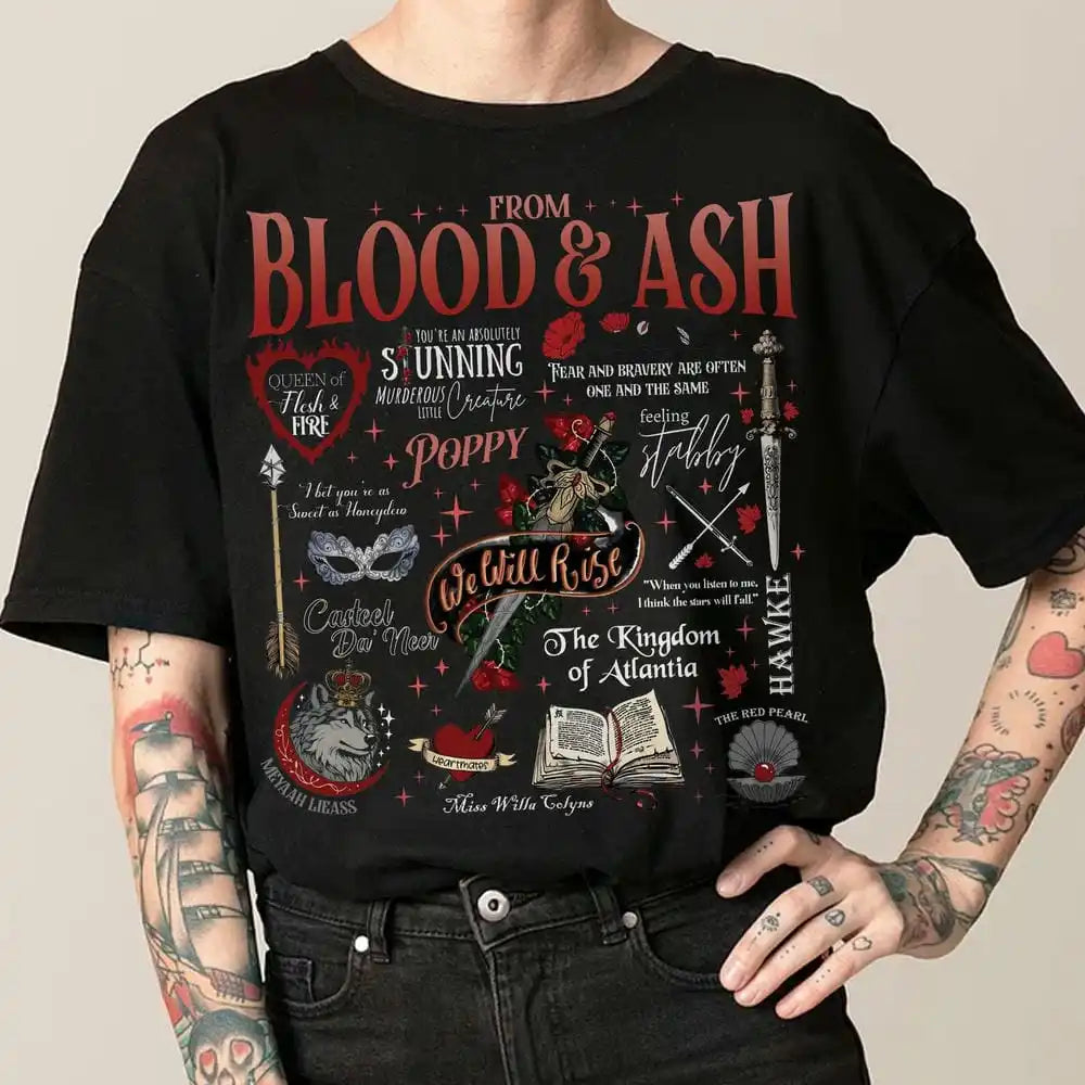 T-shirt col rond femme  Citation livre From Blood and Ash
