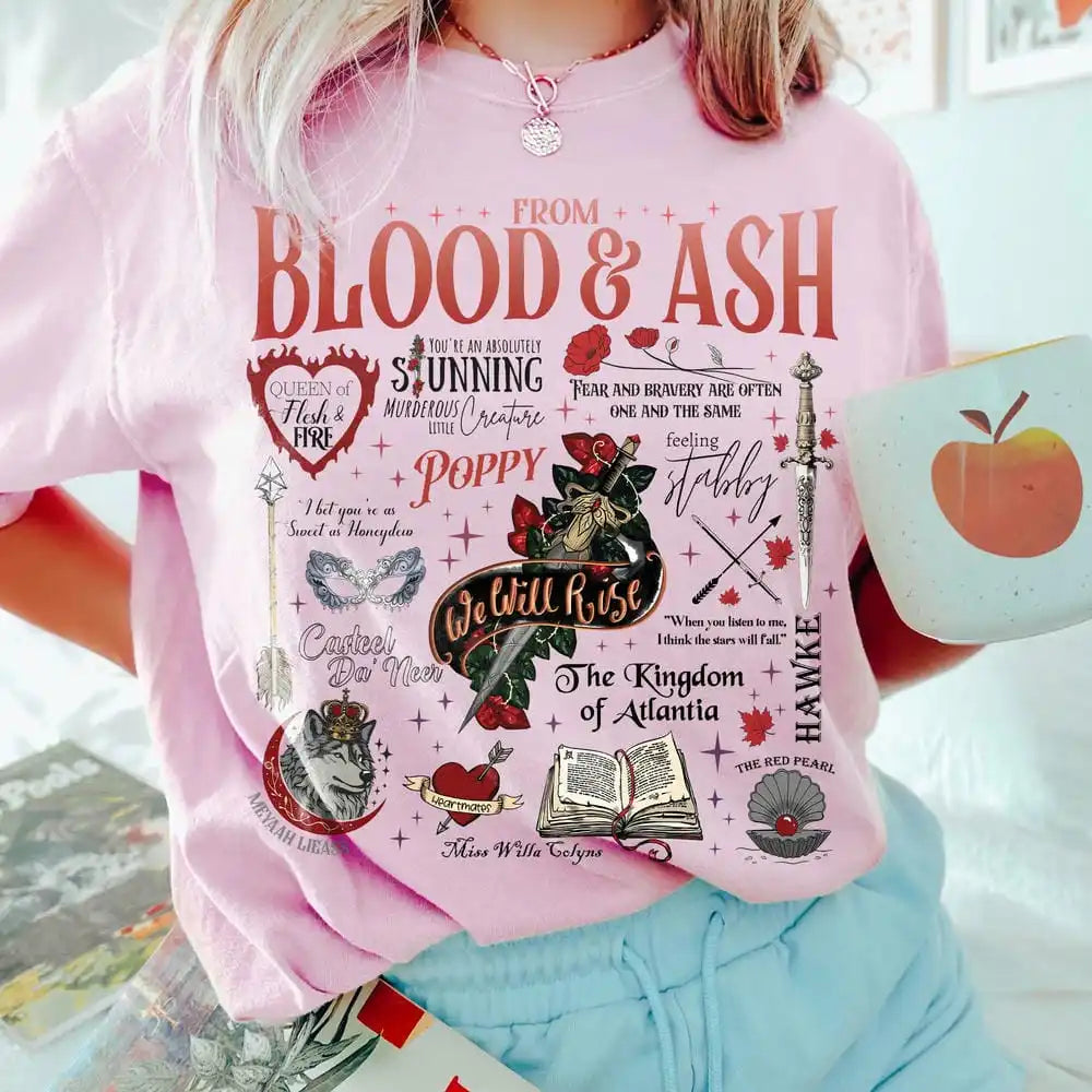 T-shirt col rond femme  Citation livre From Blood and Ash