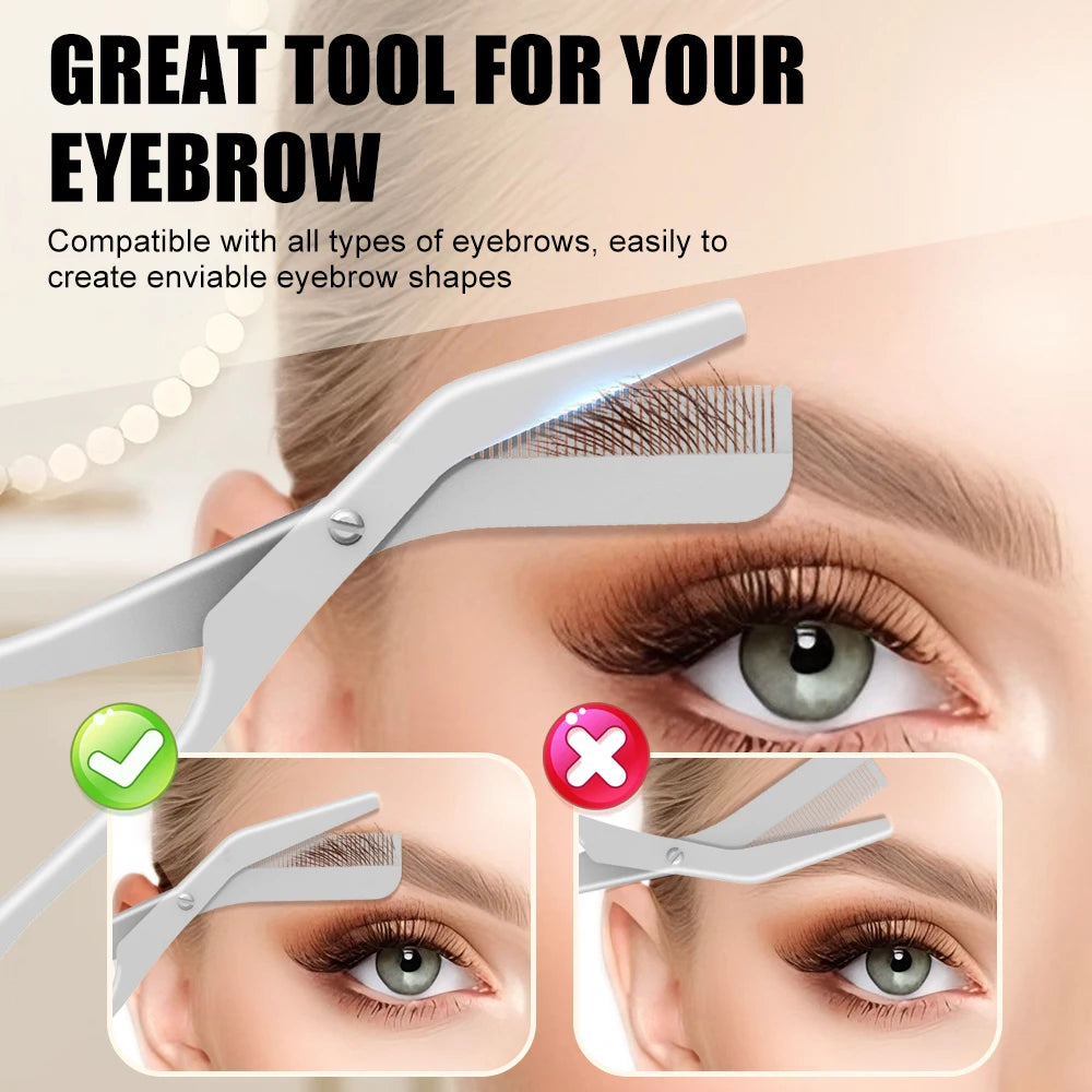 Ciseaux à Sourcils Professionnels avec Peigne – Acier Inoxydable