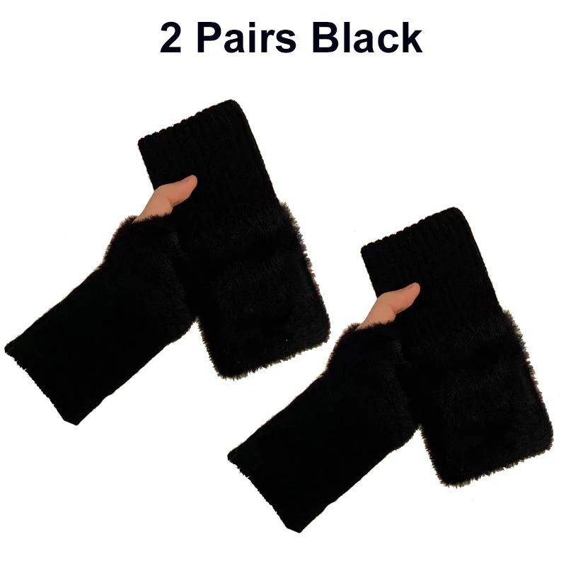 Gants sans doigts femme – Tricotés, mi-doigts – Plusieurs coloris