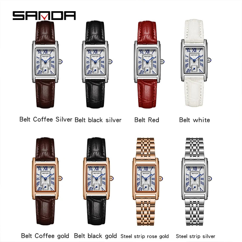 Montre Sanda femme Rectangle, quartz, étanche