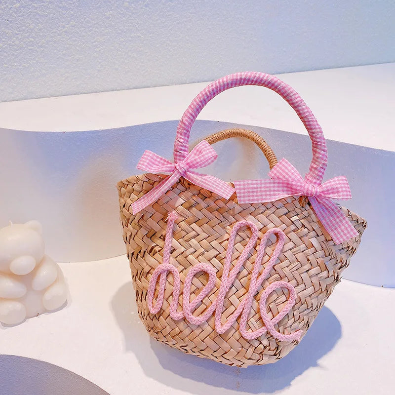 Petit sac en paille tressé  – plage & été, 5 coloris
