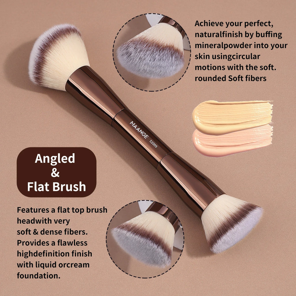 Pinceau Double Embout MAANGE – Fond de Teint, Poudre & Contouring
