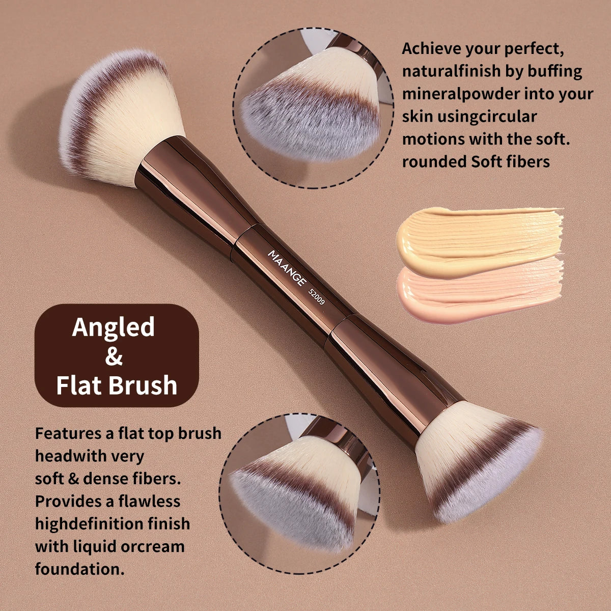 Pinceau Double Embout MAANGE – Fond de Teint, Poudre & Contouring