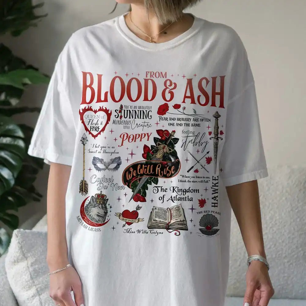 T-shirt col rond femme  Citation livre From Blood and Ash