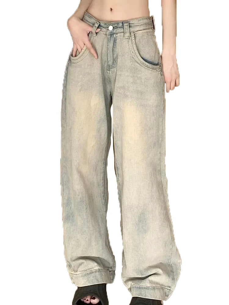 Jean Vintage Américain Femme – Coupe Droite Loose Décoloré
