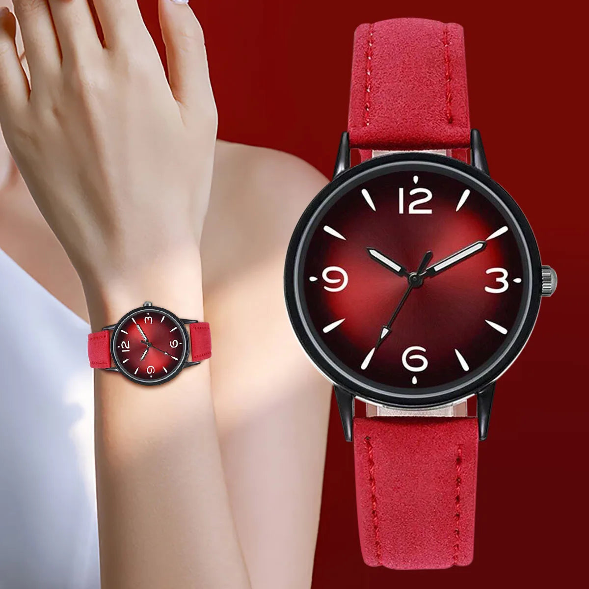 Montre femme quartz – Bracelet cuir PU – Plusieurs coloris