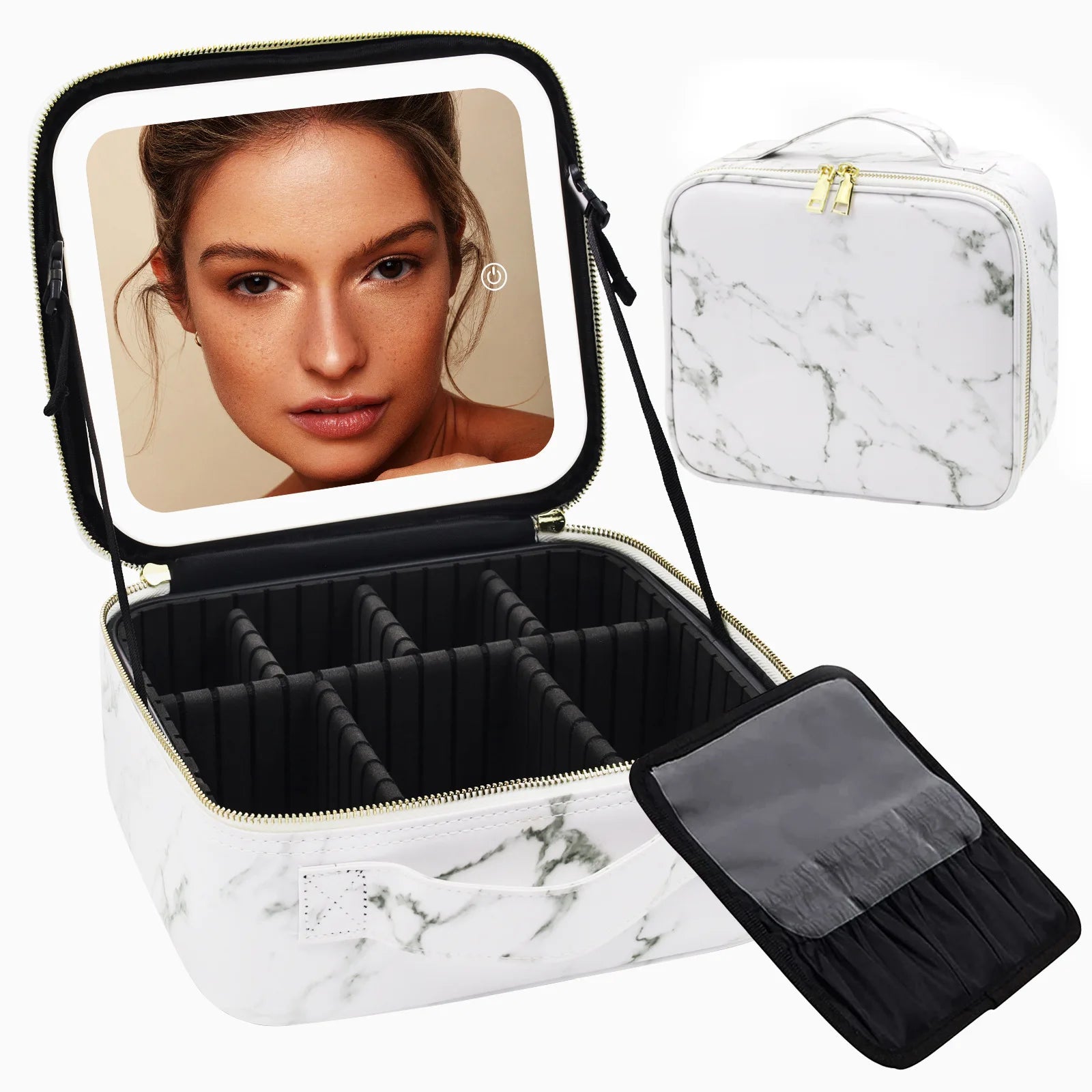 Trousse de maquillage voyage éclairée LED – Miroir intégré, rechargeable USB 10 coloris