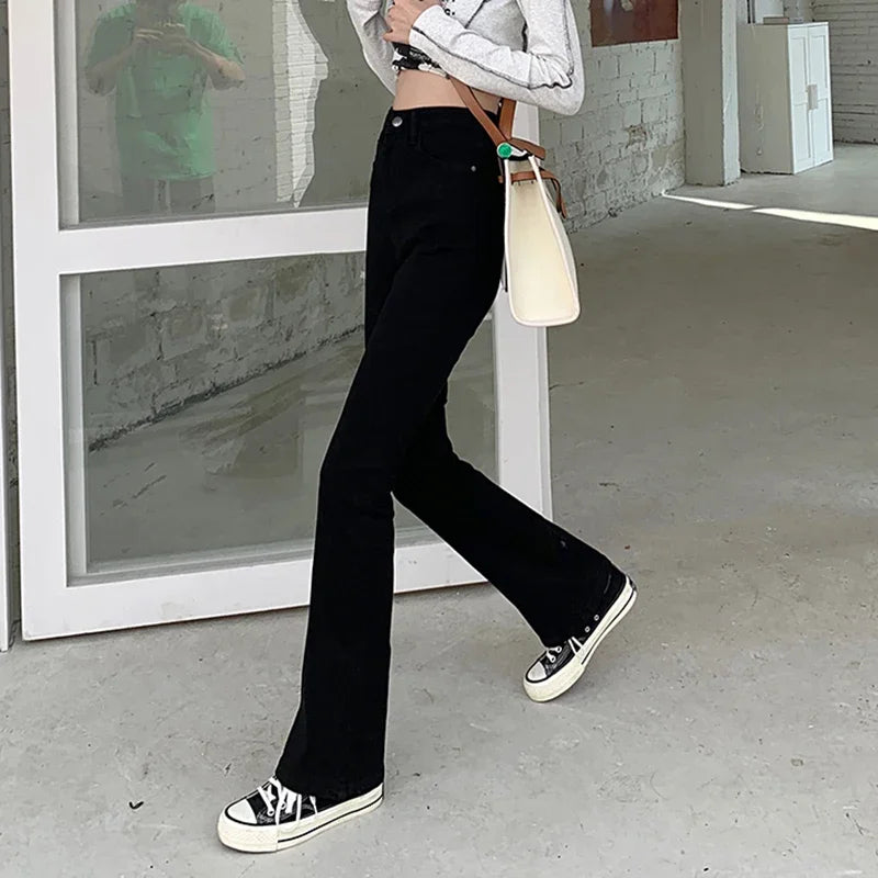 Jean Flare Femme – Taille Haute Coupe Slim Pattes d'Eph Streetwear