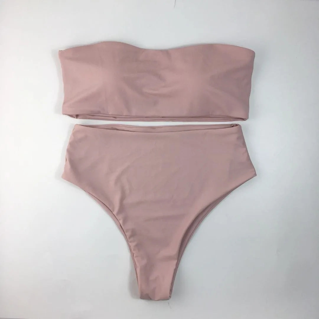 Bikini Deux Pièces Femme – Haut Bandeau & Bas Taille Mi-Haute