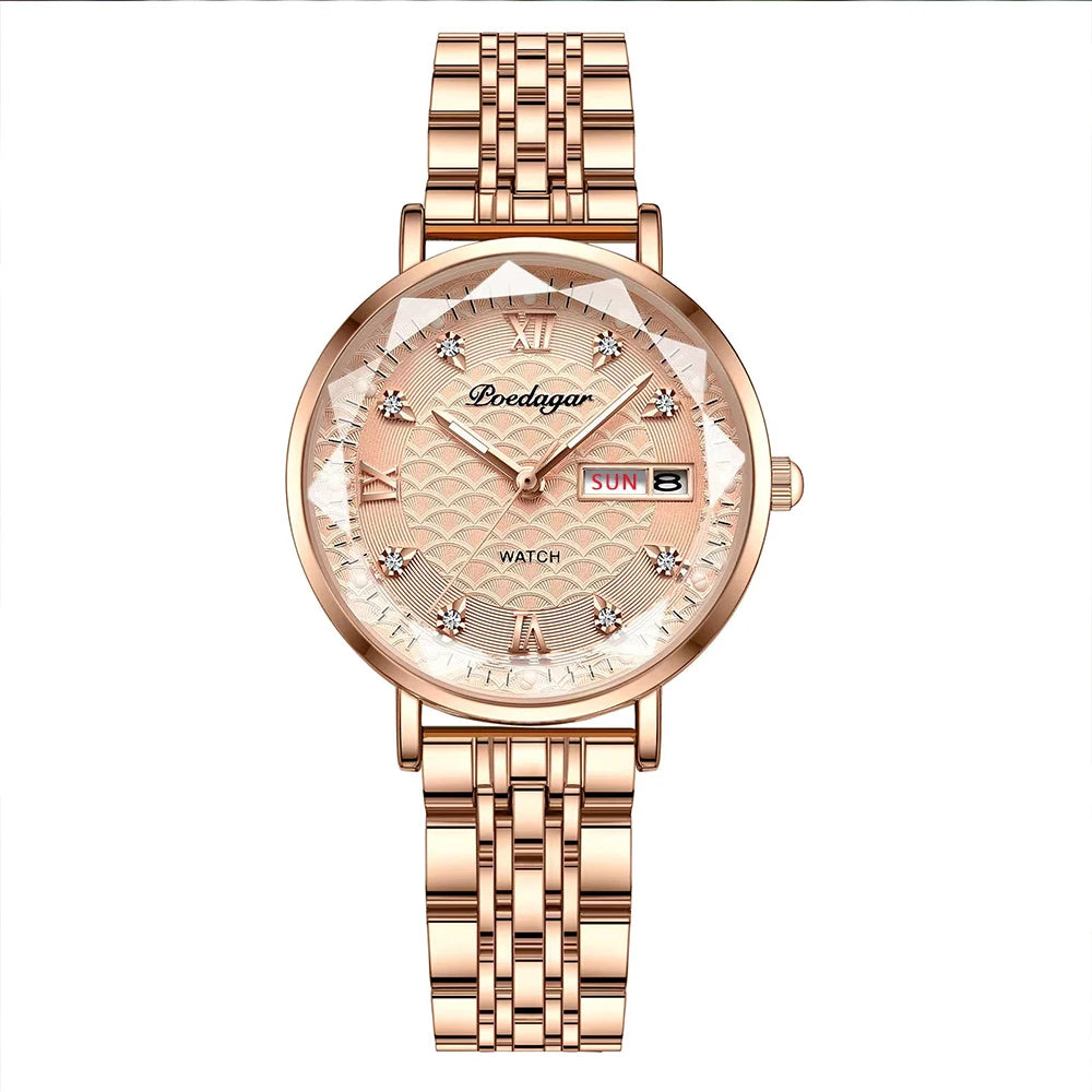 Montre femme  – Acier inoxydable, lumineuse, étanche – Plusieurs coloris