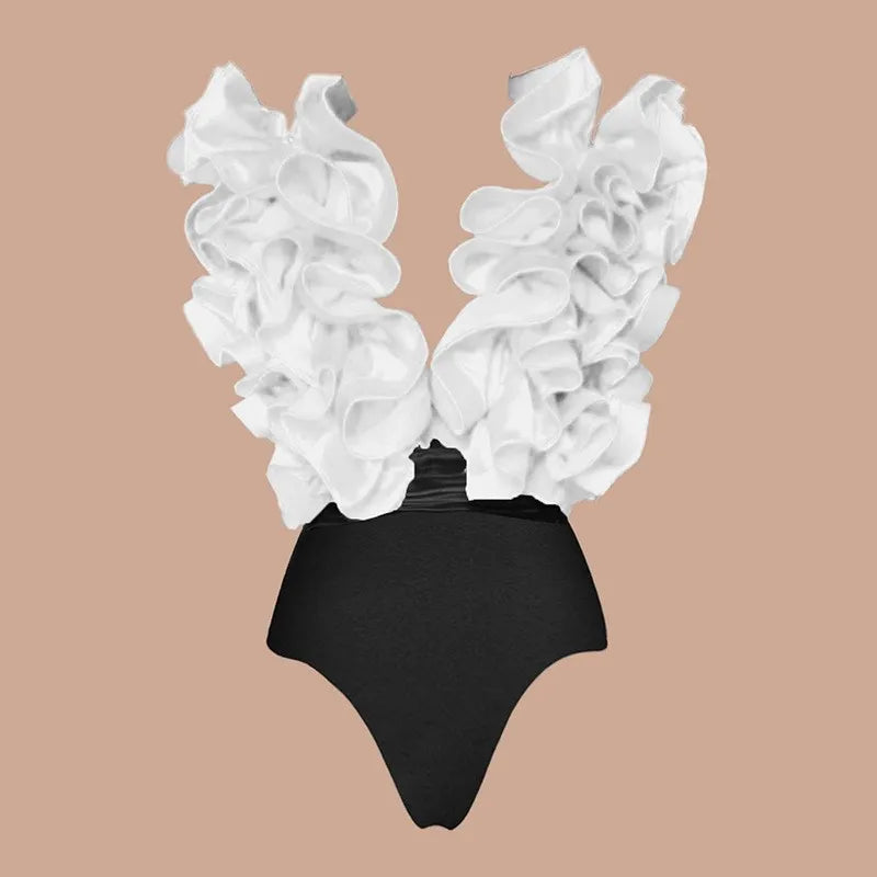 Bikini avec jupe pour femme, maillot de bain, imprimé épissure à volants, vêtements de plage, couvertures de bikini de vacances, tenues d'été, nouveau