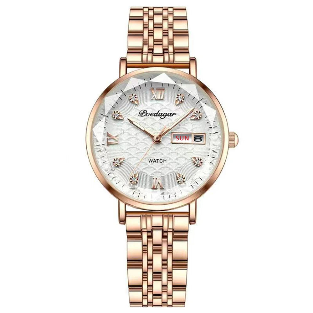 Montre femme  – Acier inoxydable, lumineuse, étanche – Plusieurs coloris