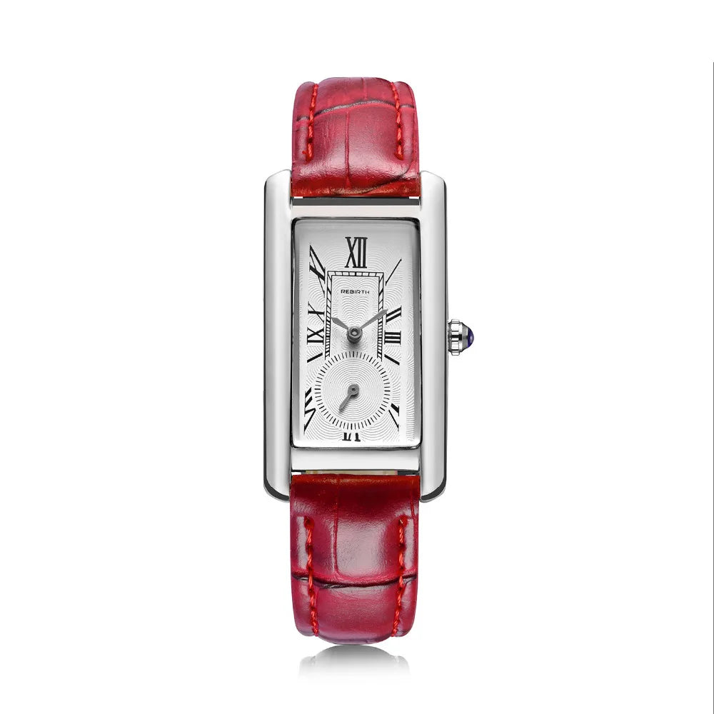 Montre rectangle femme – Quartz, bracelet cuir, analogique – Plusieurs coloris