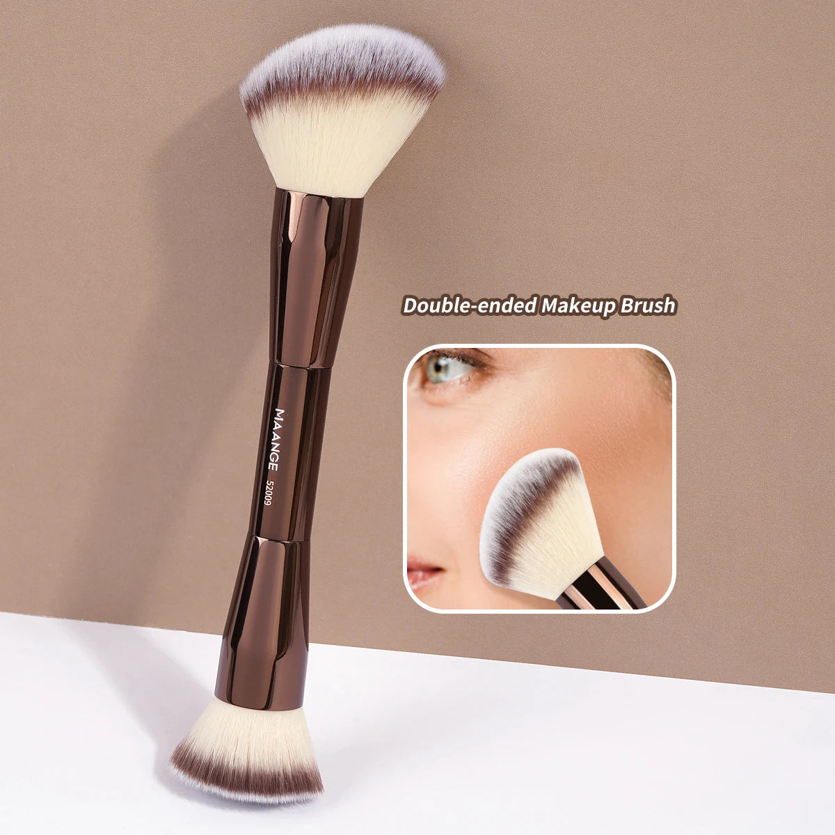 Pinceau Double Embout MAANGE – Fond de Teint, Poudre & Contouring