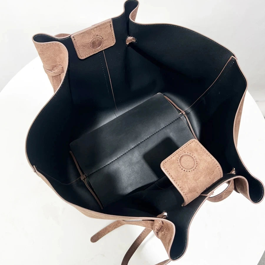 Sac fourre-tout en simili-daim – Grande capacité – Plusieurs coloris