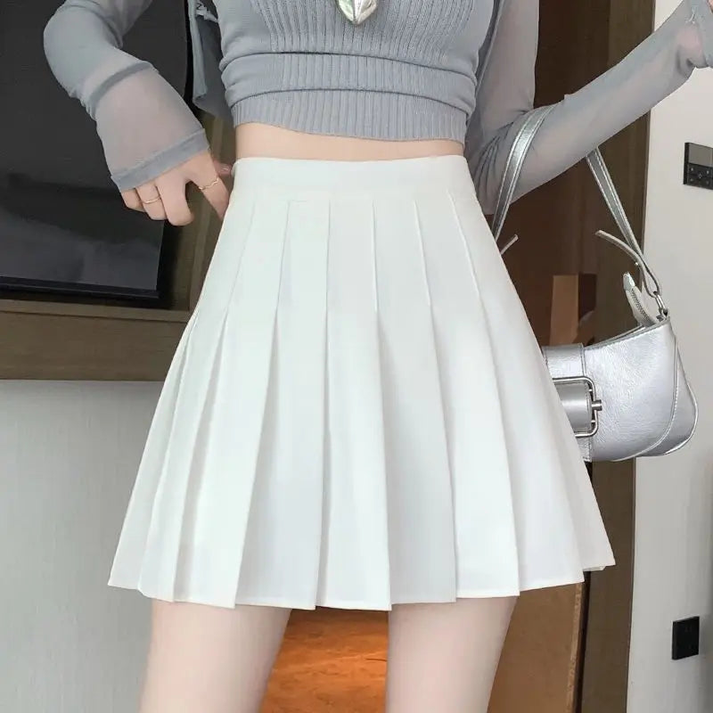 Jupe blanche à volants femme Taille haute, fermeture éclair