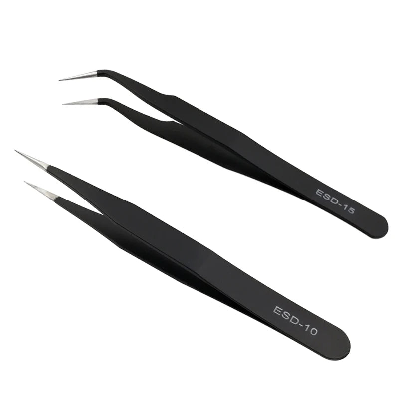 Pincette extensions faux cils – Acier inoxydable, pointe fibre, précision professionnelle