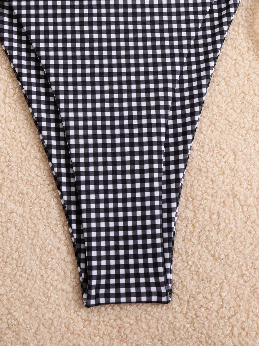 Bikini 2 Pièces – Halter & String Motif Petits Carreaux -Plusieurs coloris