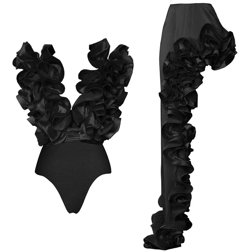 Bikini avec jupe femme – Imprimé, volants, maillot de bain – Plusieurs coloris