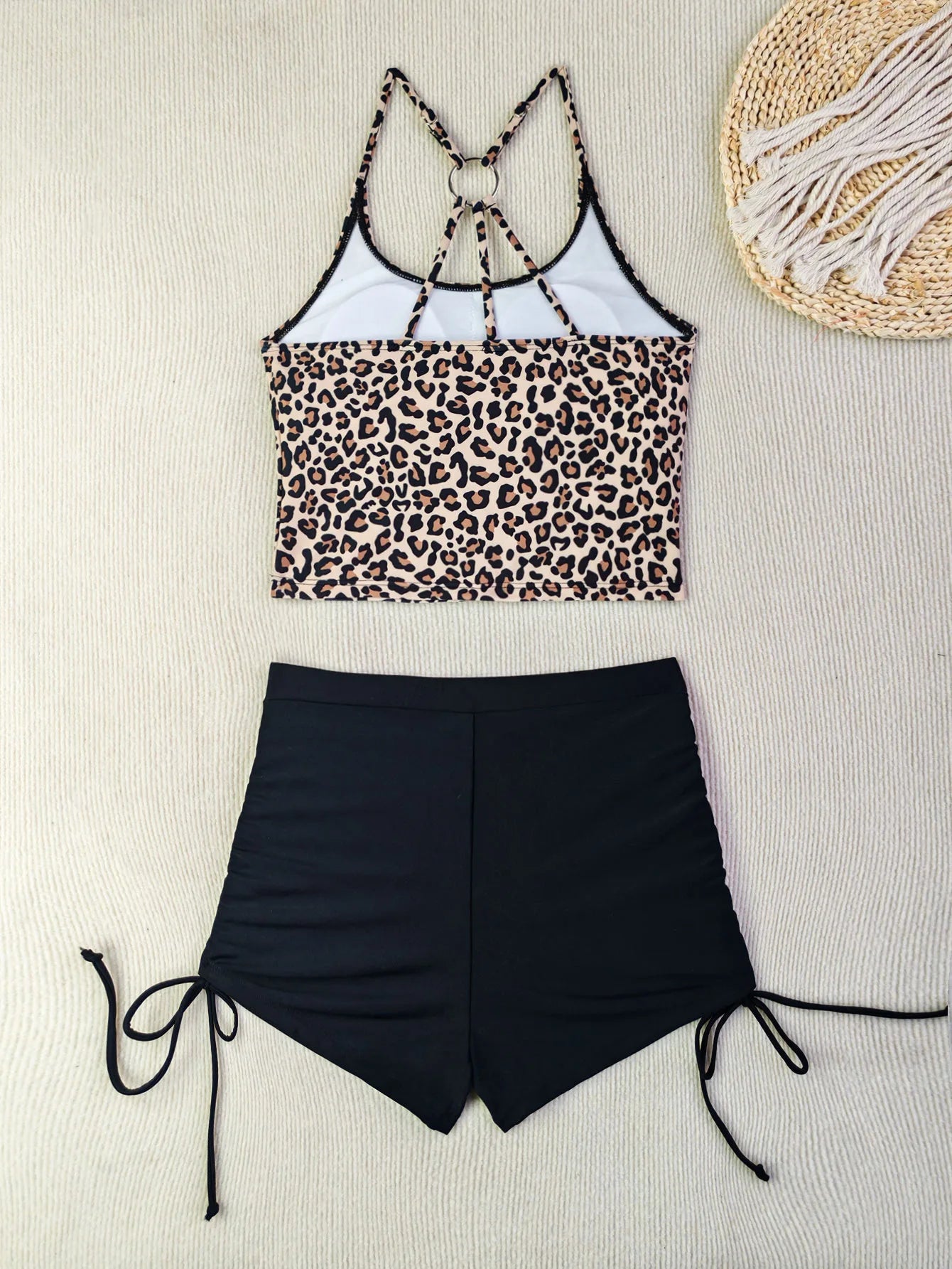 Bikini Femme 2 Pièces – Crop Top & Short Taille Haute (Plusieurs coloris)