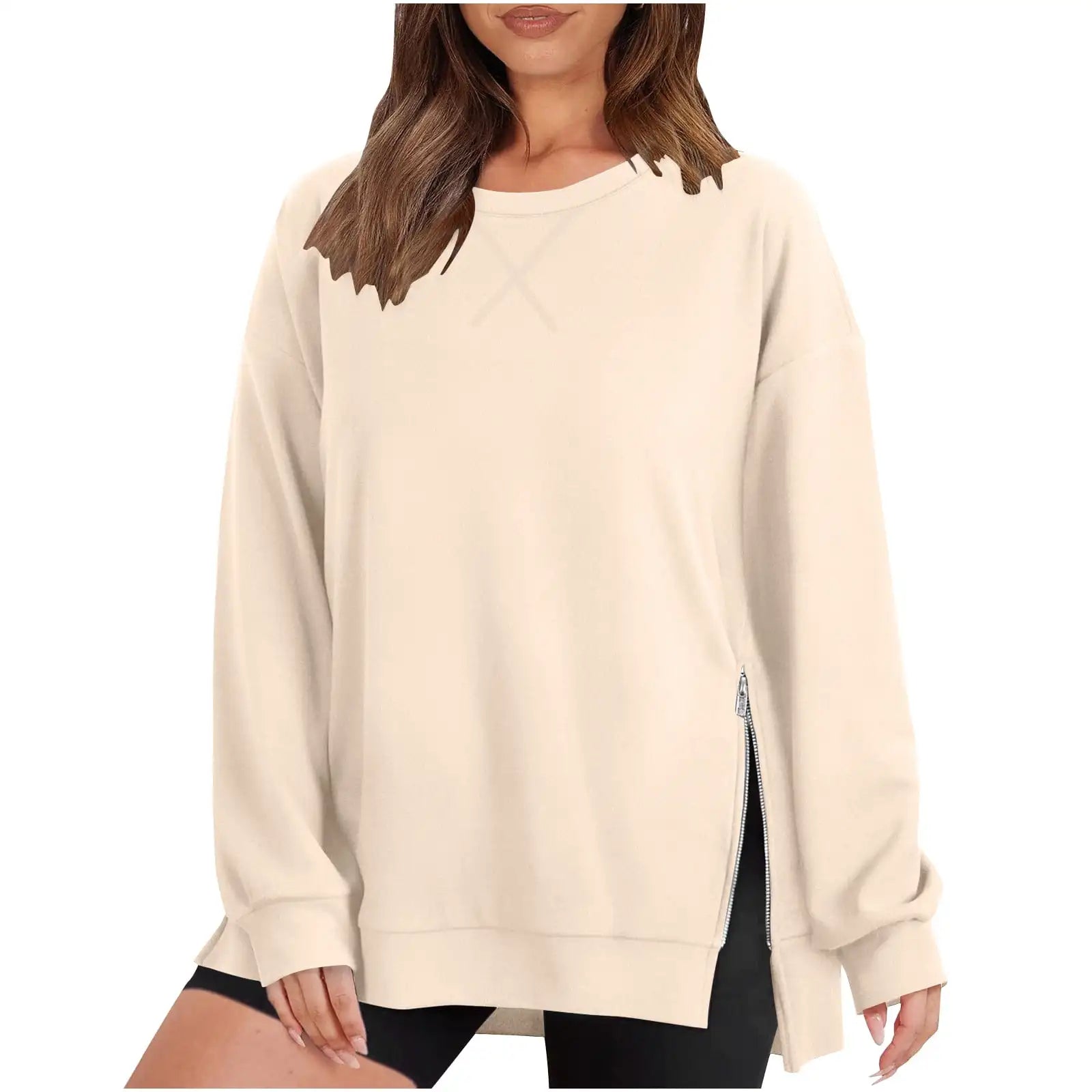 Sweat-Shirt Femme – Col Rond & Épaule Tombante, Style Printemps