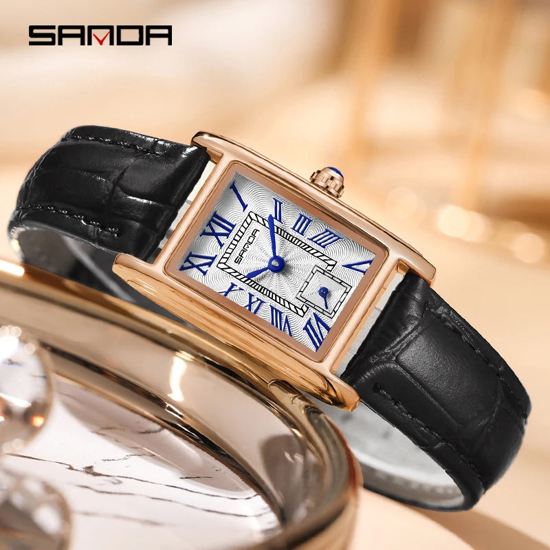 Montre Sanda femme Rectangle, quartz, étanche