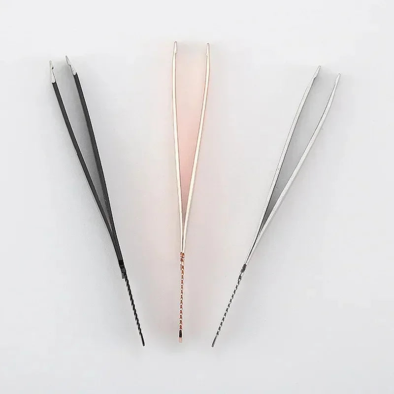 Pince à cils & sourcils en acier inoxydable – Pointe diagonale avec peigne, précision