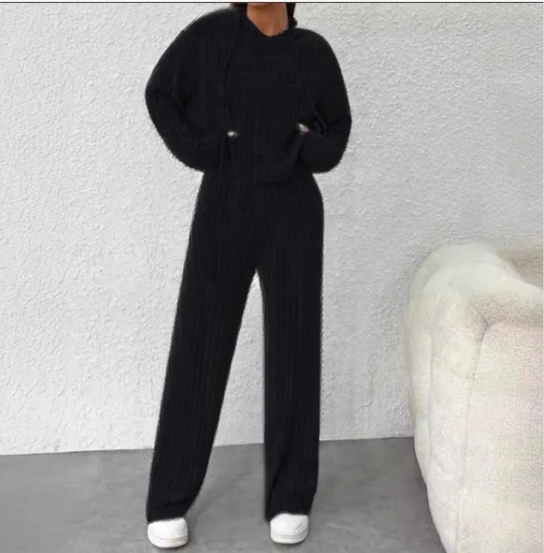 Ensemble 2 pièces sweat à capuche & pantalon taille haute – Plusieurs coloris