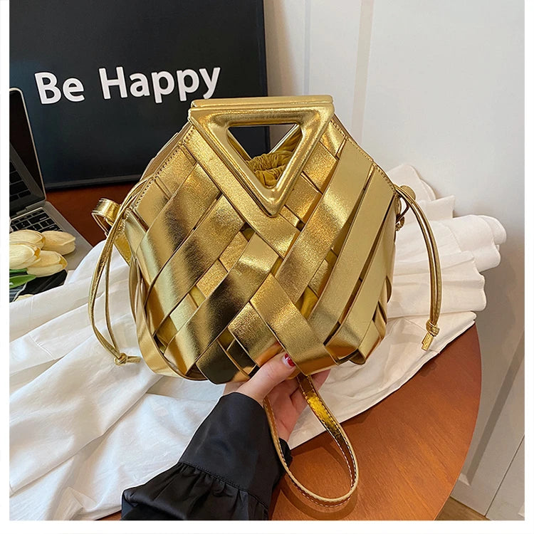 Pochette tissée en PU – Sac tressé minimaliste – Plusieurs coloris