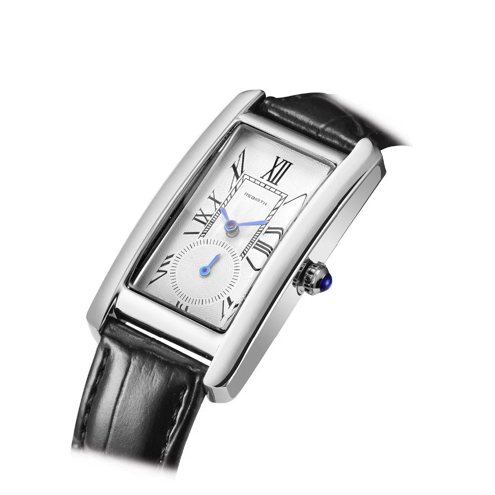 Montre rectangle femme – Quartz, bracelet cuir, analogique – Plusieurs coloris