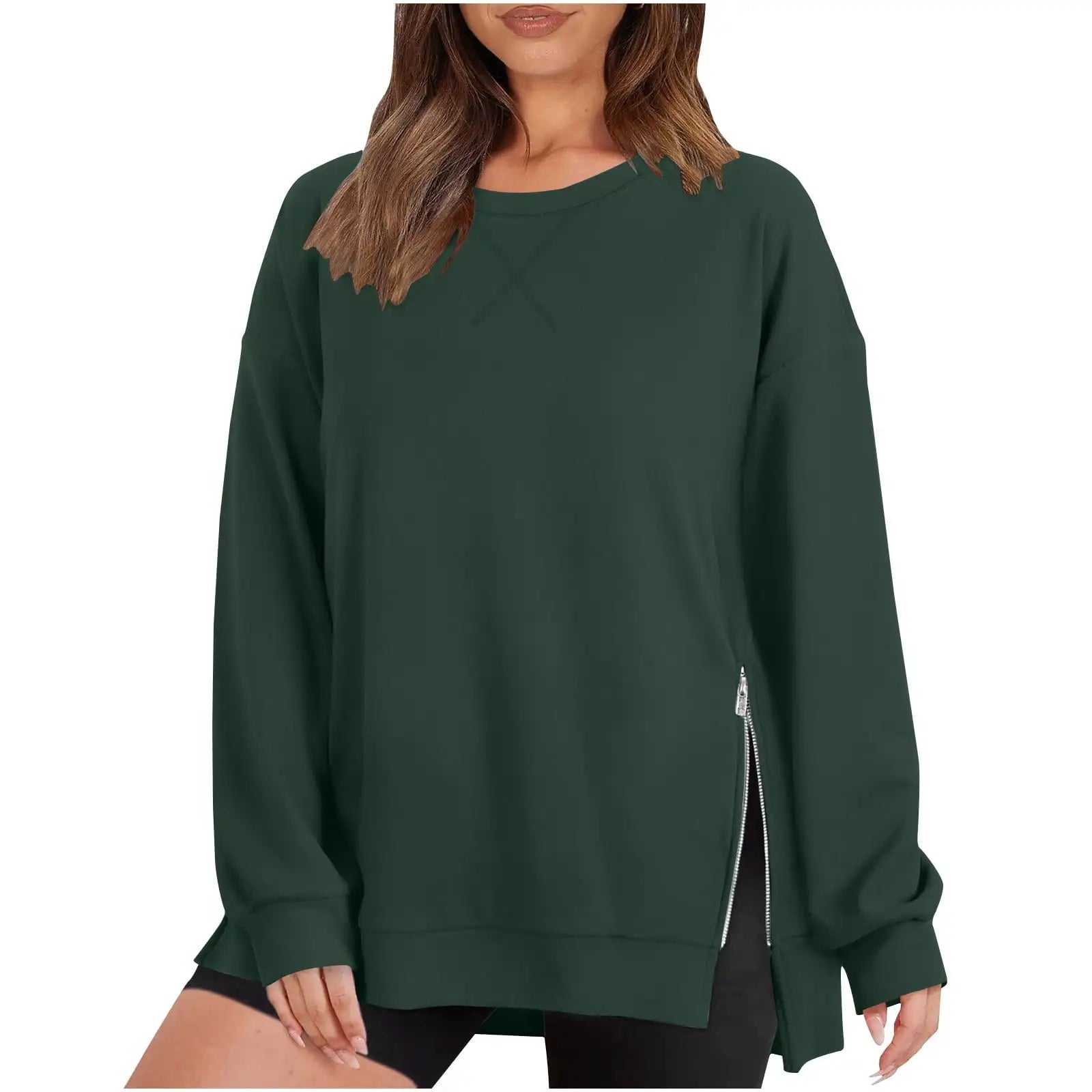 Sweat-Shirt Femme – Col Rond & Épaule Tombante, Style Printemps