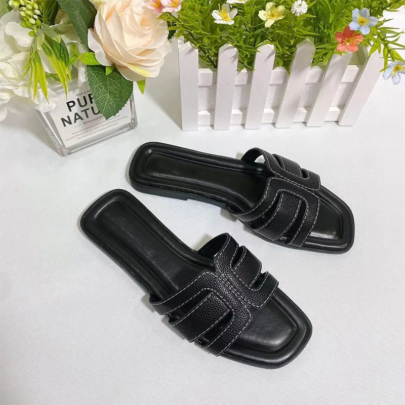 Sandales plates bout carré femme – plage été