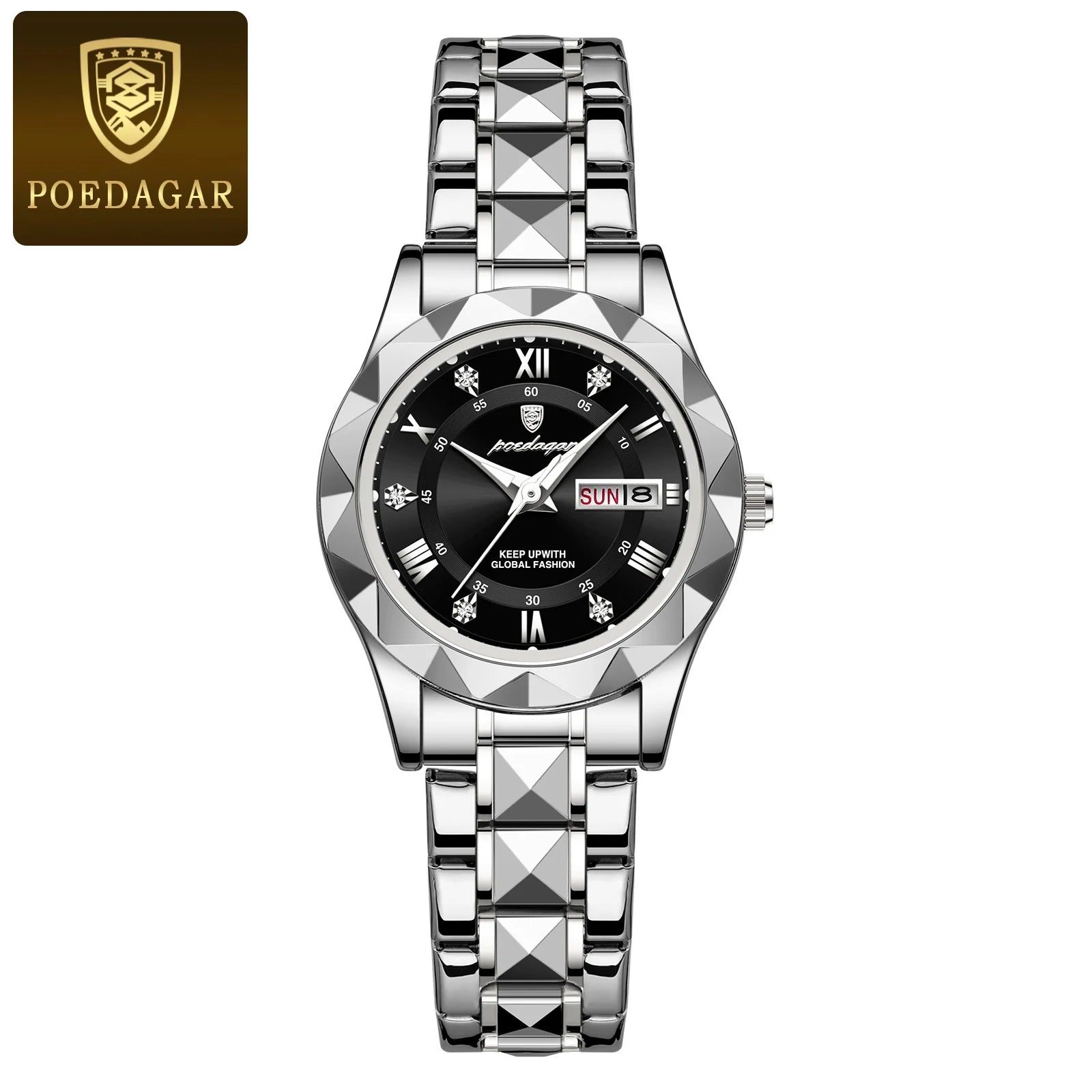 Montre POEDAGAR femme – Quartz, acier, lumineuse, étanche